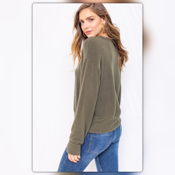 Young Wild Free Olive Sweater - Picture 5 of 5